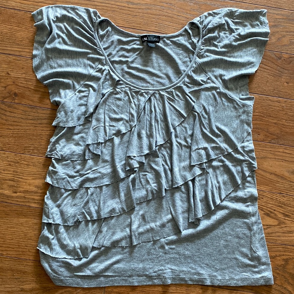 Gray Ruffle Shirt